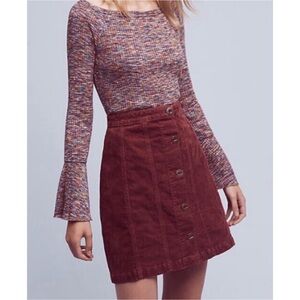 Anthro Pilcro | Gallery corduroy skirt in Burgundy